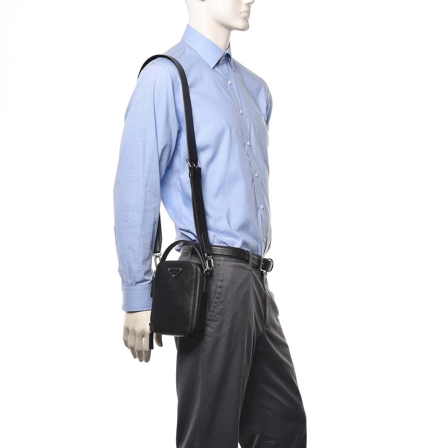 Saffiano Travel Brique Crossbody Messenger Bag Black