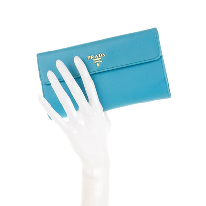 Prada Saffiano Metal Continental Flap Wallet Turchese 2 of 9