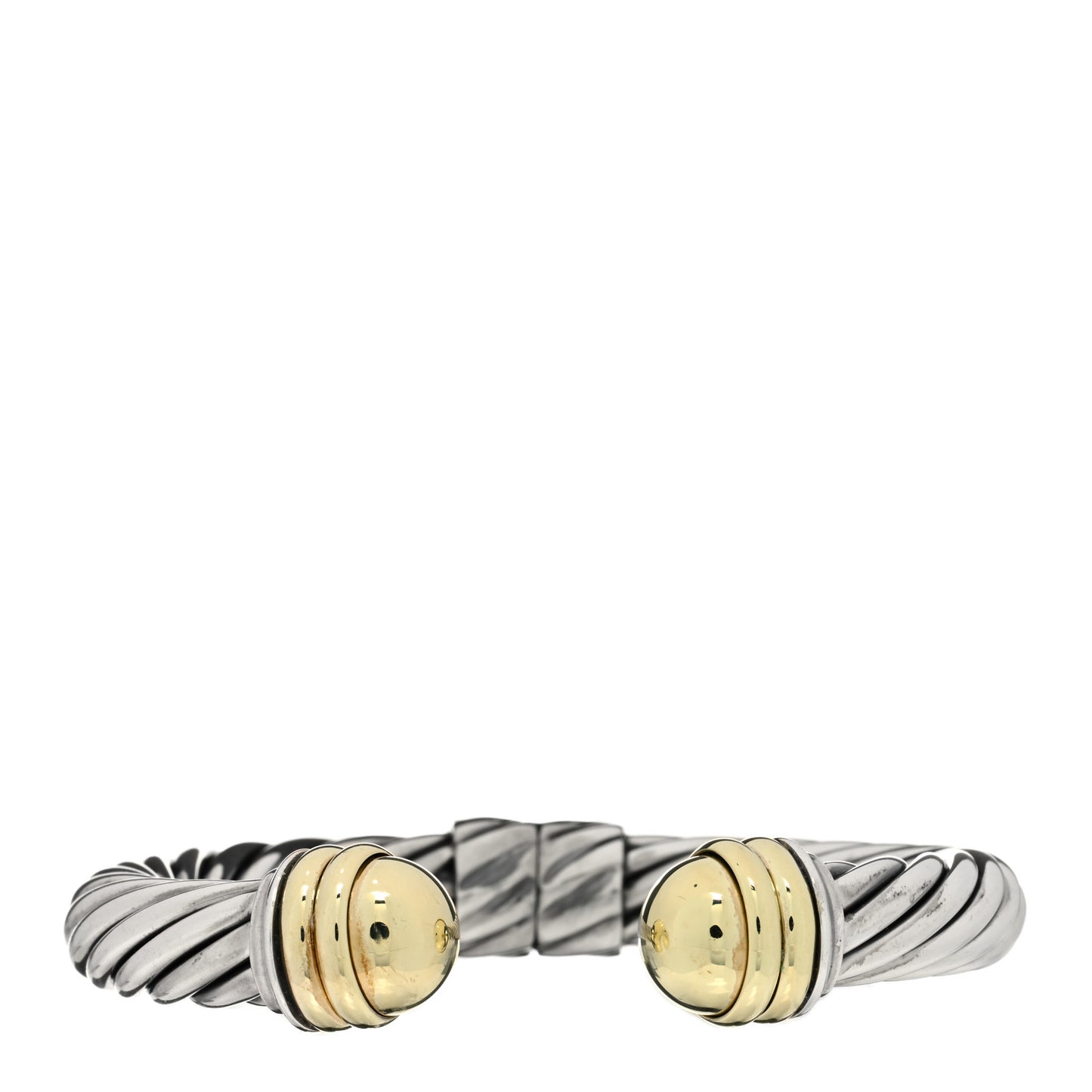 Sterling Silver 14K Yellow Gold 10mm Cable Classics Bracelet