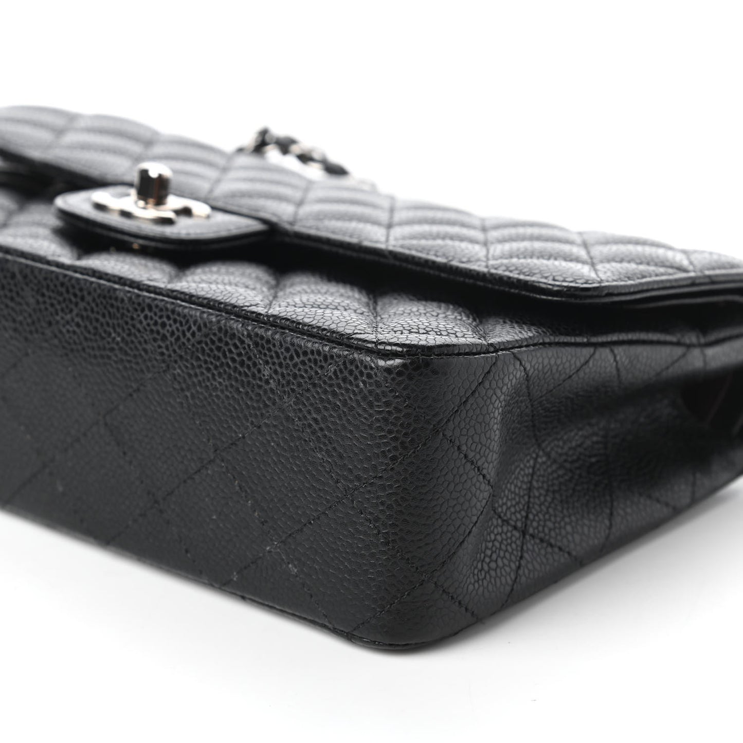 Caviar Quilted Medium Double Flap Black