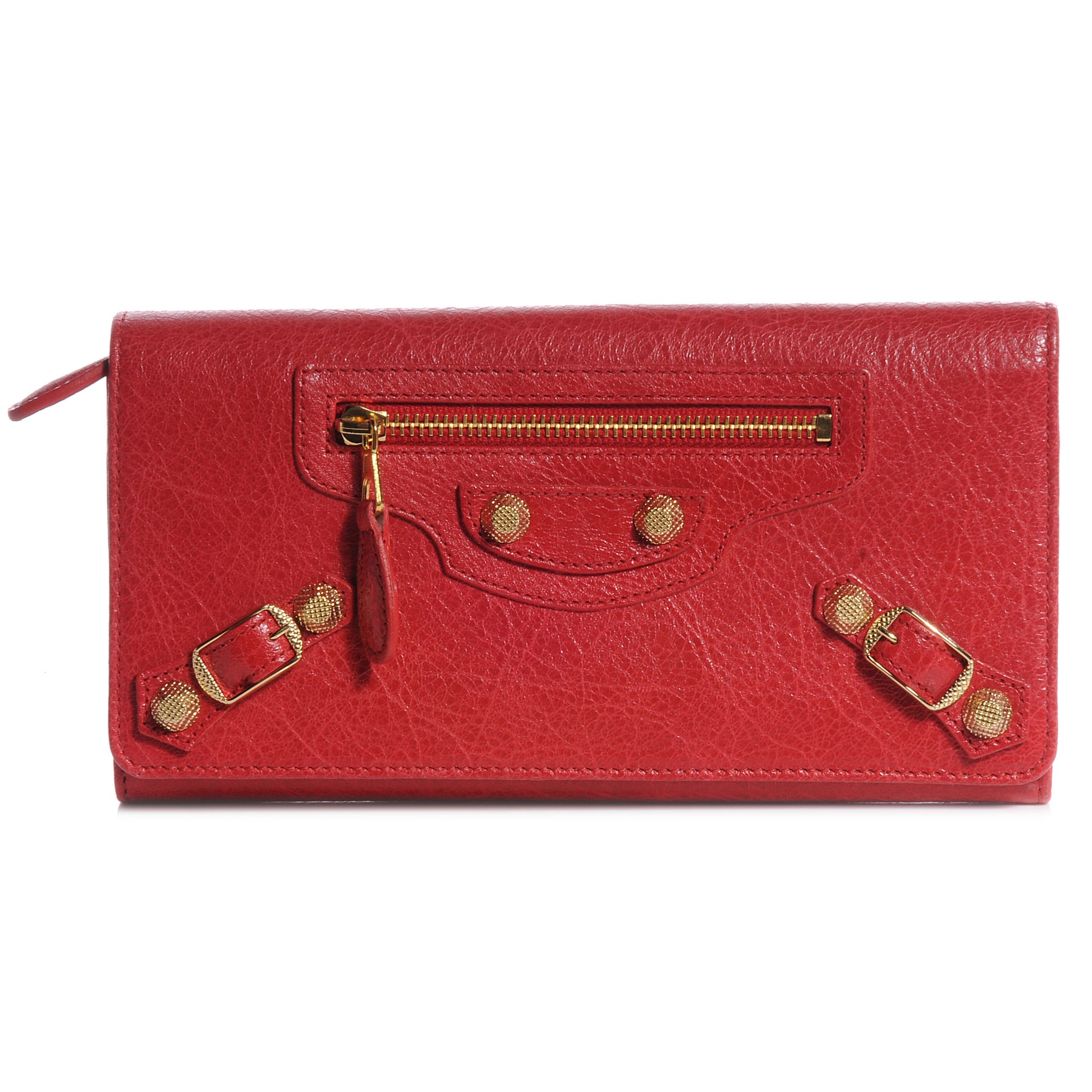 Balenciaga Agneau Giant Gold Money Wallet Rouge Cardinal 1 of 7