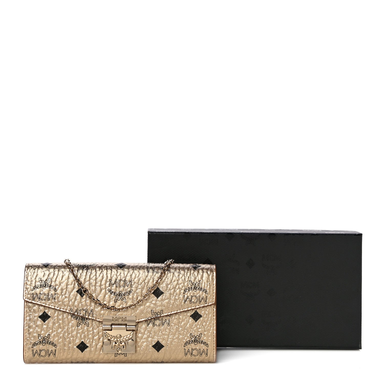 MCM Metallic Visetos Patricia Wallet On Chain Gold 10 of 10