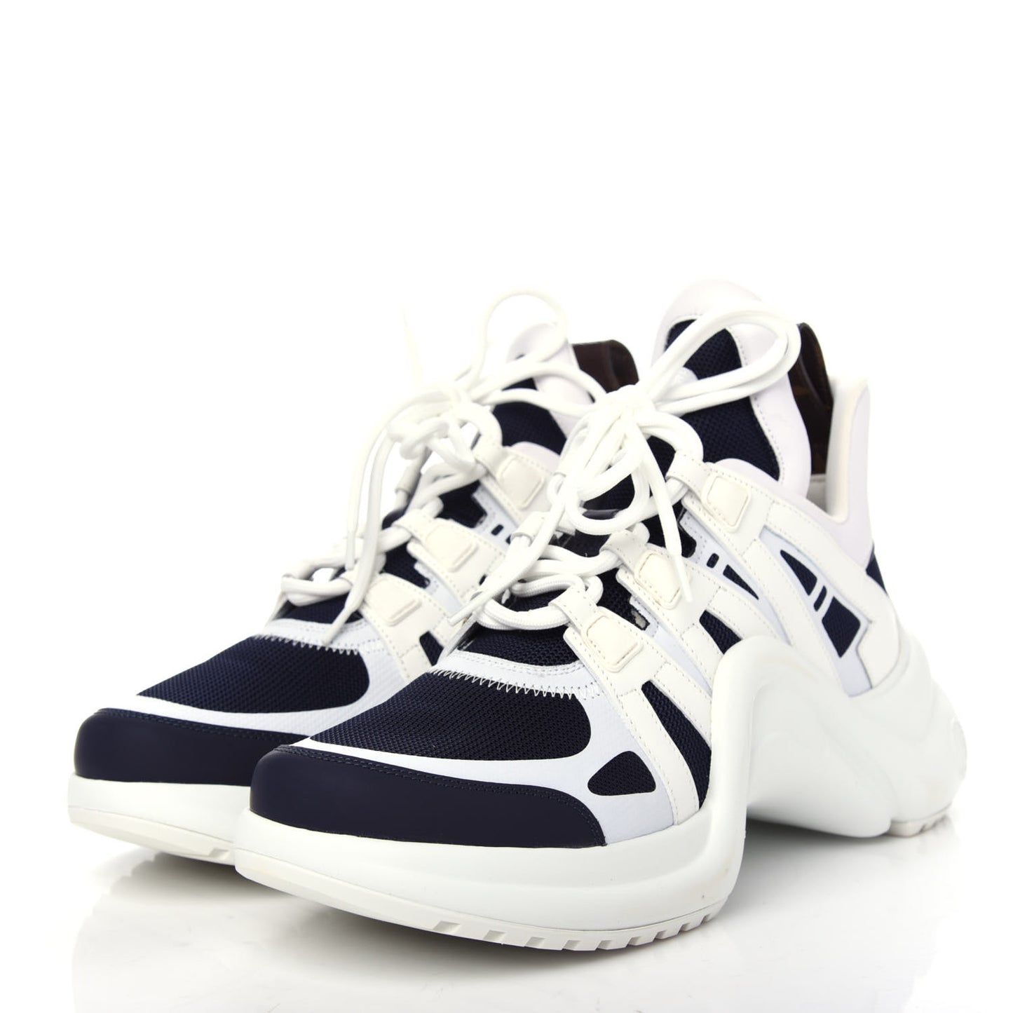 Calfskin Technical Nylon LV Archlight Sneakers 42 Marine