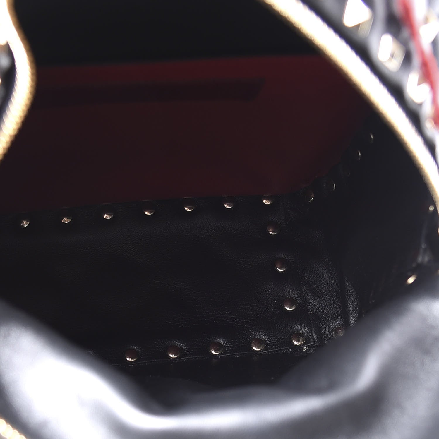Valentino Garavani Lambskin VLTN Print Quilted Mini Rockstud Spike Backpack Black 4 of 8