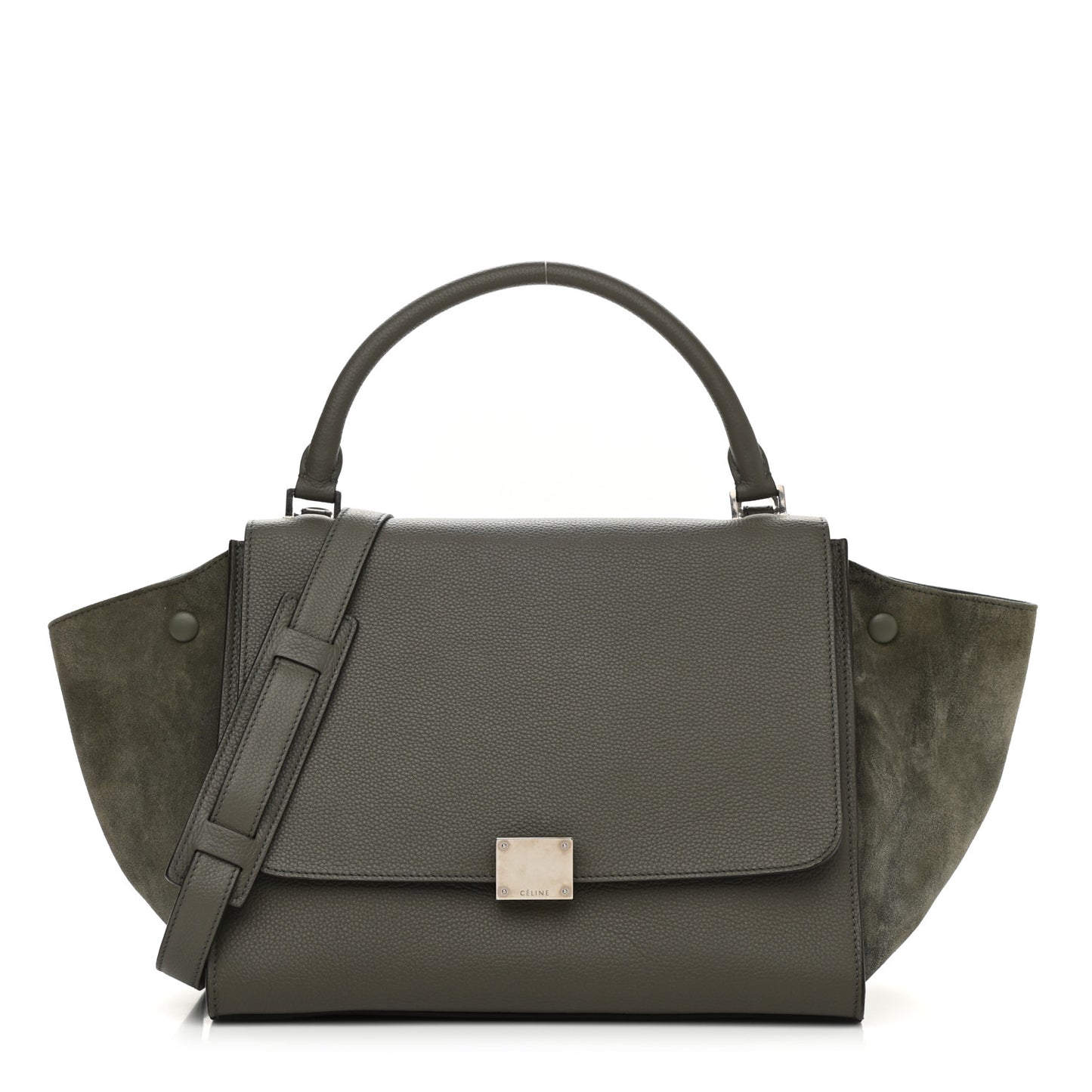 Drummed Calfskin Suede Medium Trapeze Souris