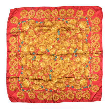 Chanel Printed Silk Medallion Scarf Red 1 of 3
