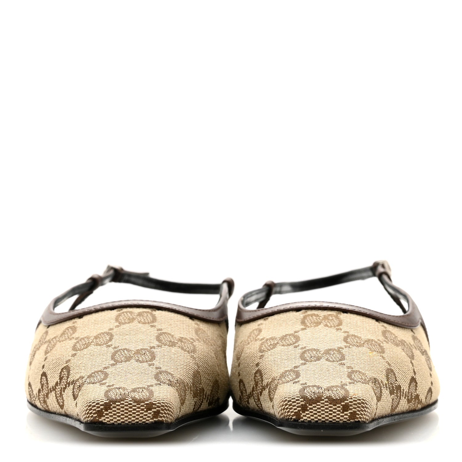 Gucci GG Monogram Malaga Kid Square G 35mm Slingback Pumps 39 Beige Ebony New Acero 3 of 10