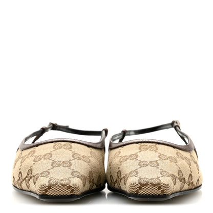 Gucci GG Monogram Malaga Kid Square G 35mm Slingback Pumps 39 Beige Ebony New Acero 3 of 10