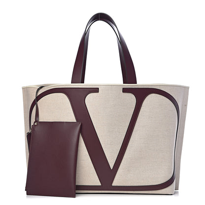 Valentino Garavani Canvas Large Escape Tote Natural Brown 1 of 10
