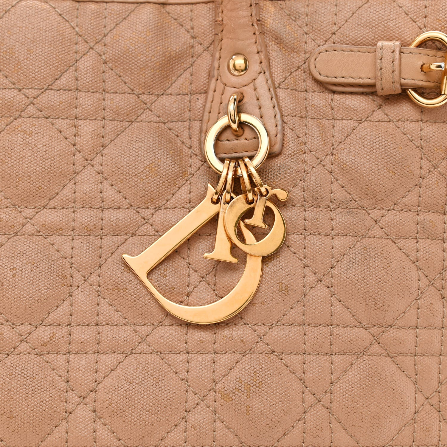 Christian Dior Coated Canvas Cannage Medium Panarea Tote Beige 8 of 19