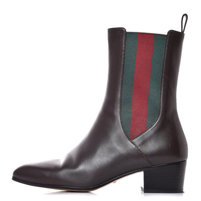 Gucci Calfskin Web Karen Ankle Boots 37 Black 1 of 13