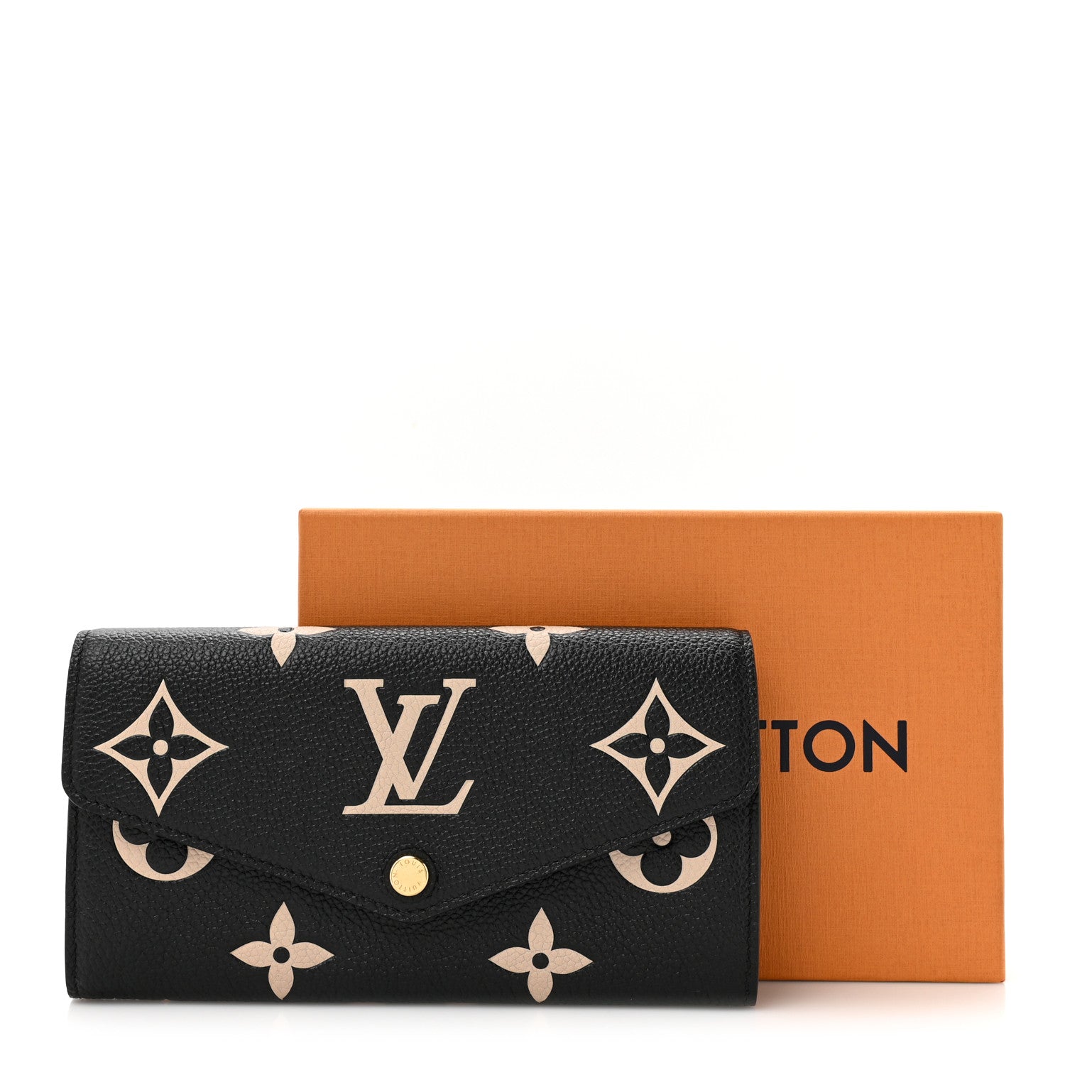 Louis Vuitton Monogram Empreinte Giant Sarah Wallet Black Beige 7 of 7