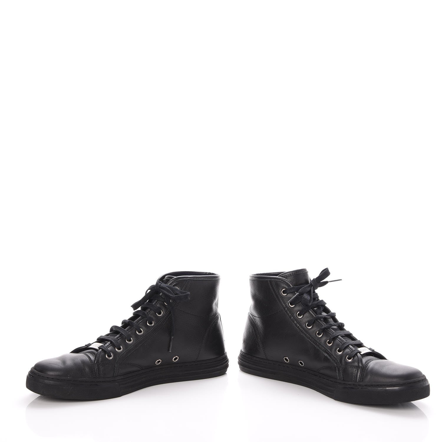 Gucci Mens Calfskin Miro Soft High Top Sneakers 8 Black 10 of 12