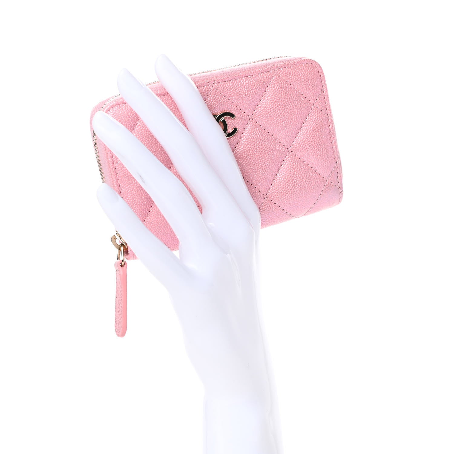Chanel Iridescent Caviar Quilted Zip Coin Purse Pink 1 of 7