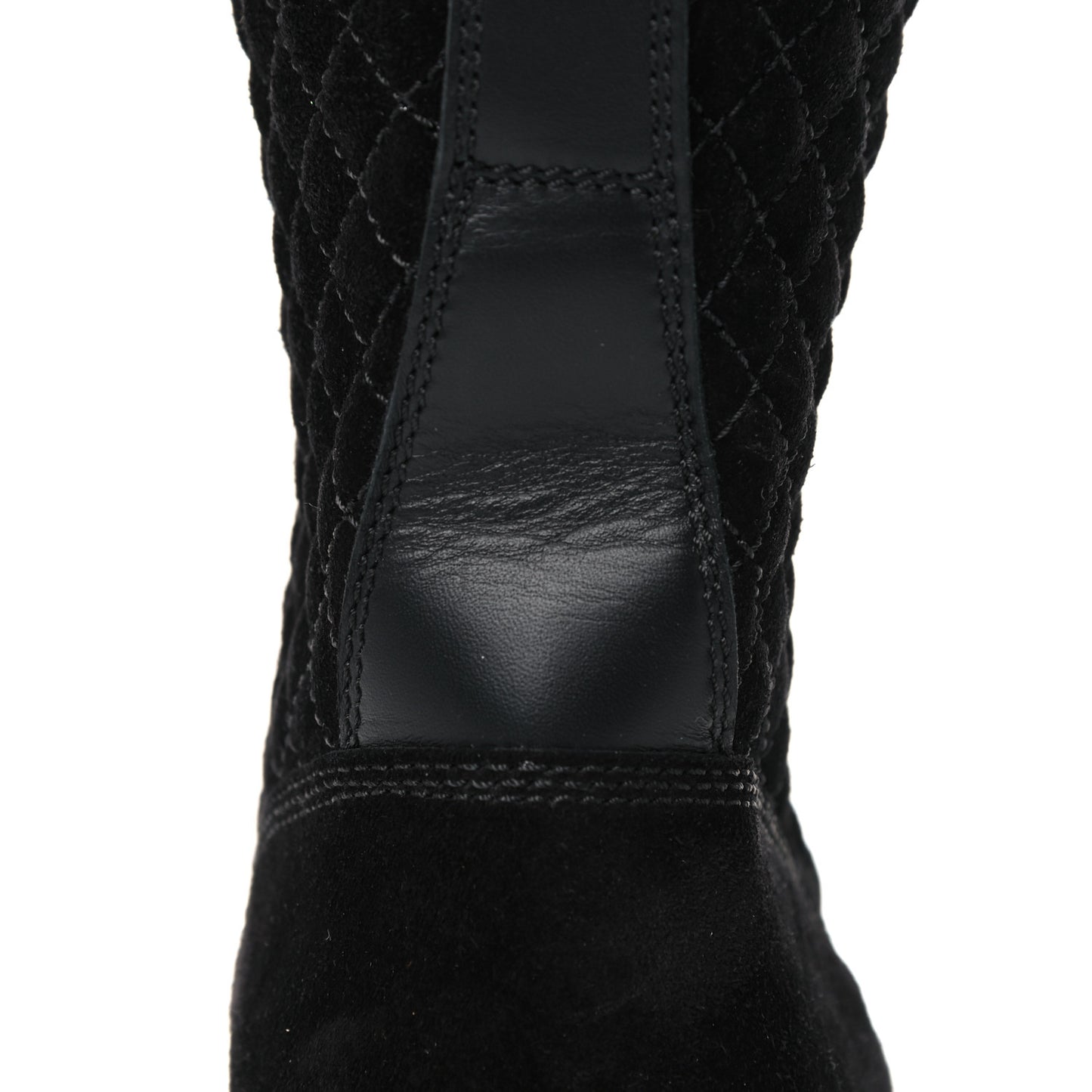 Suede Quilted CC Lace Up Combat Boots 41 Black