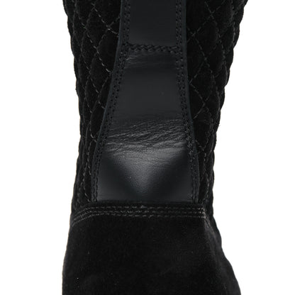 Chanel Suede Quilted CC Lace Up Combat Boots 41 Black 11 of 11
