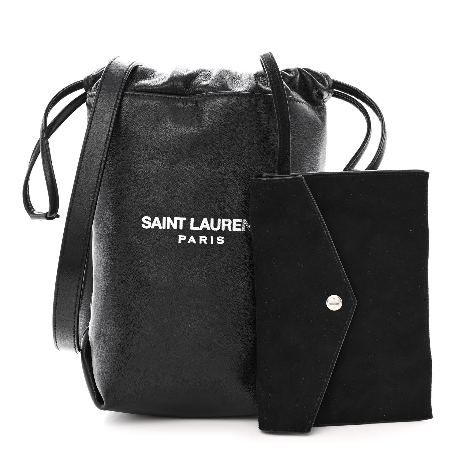 Saint Laurent Lambskin Small Teddy Bucket Bag Black 1 of 12