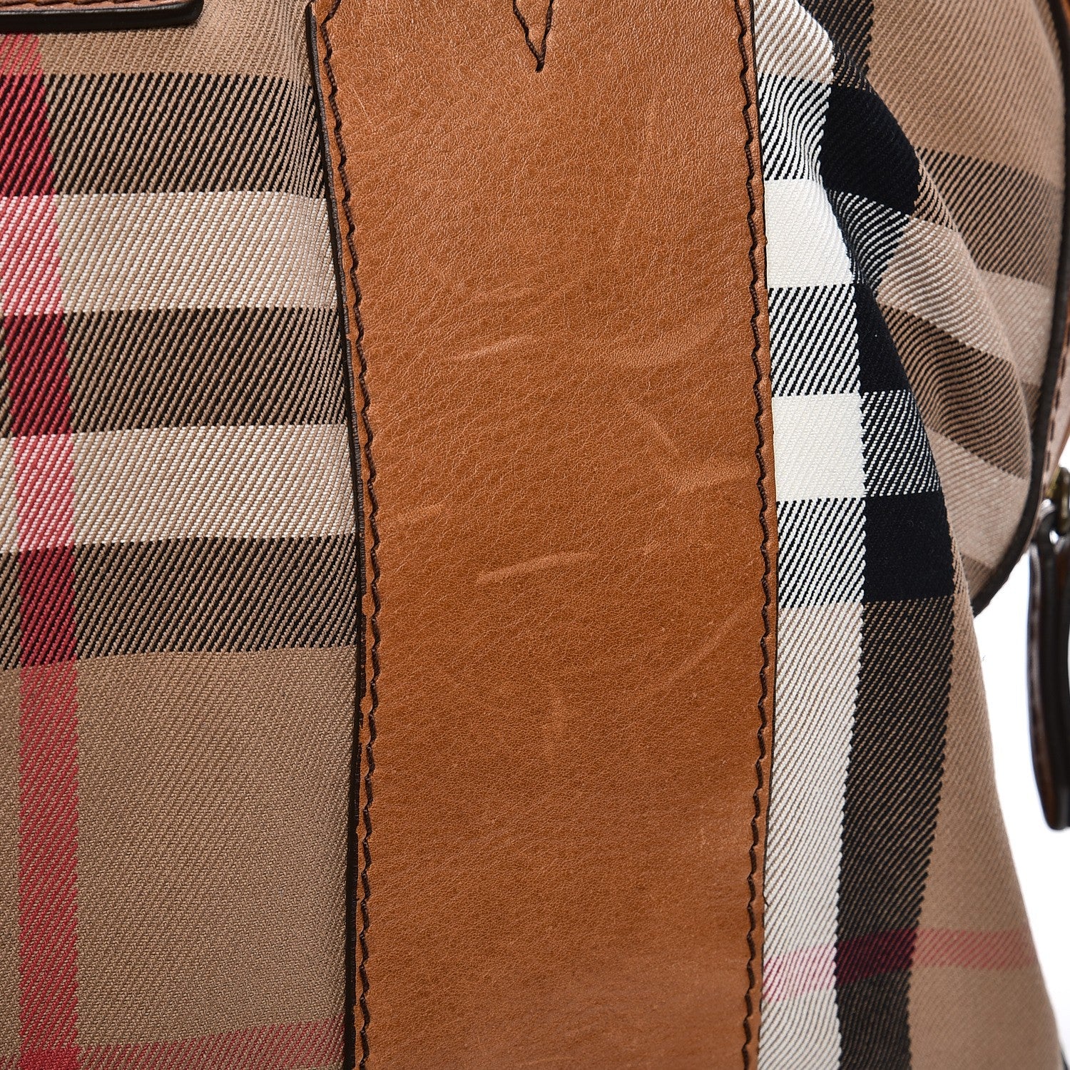 Burberry Vintage Leather House Check Tote Saddle Brown 14 of 19