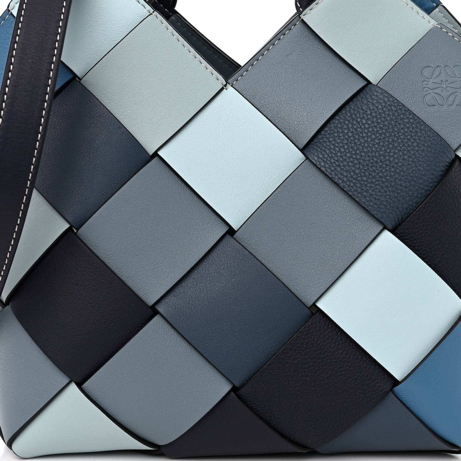 Loewe Calfskin Woven Small The Surplus Collection Basket Bag Steel Crystal 7 of 9