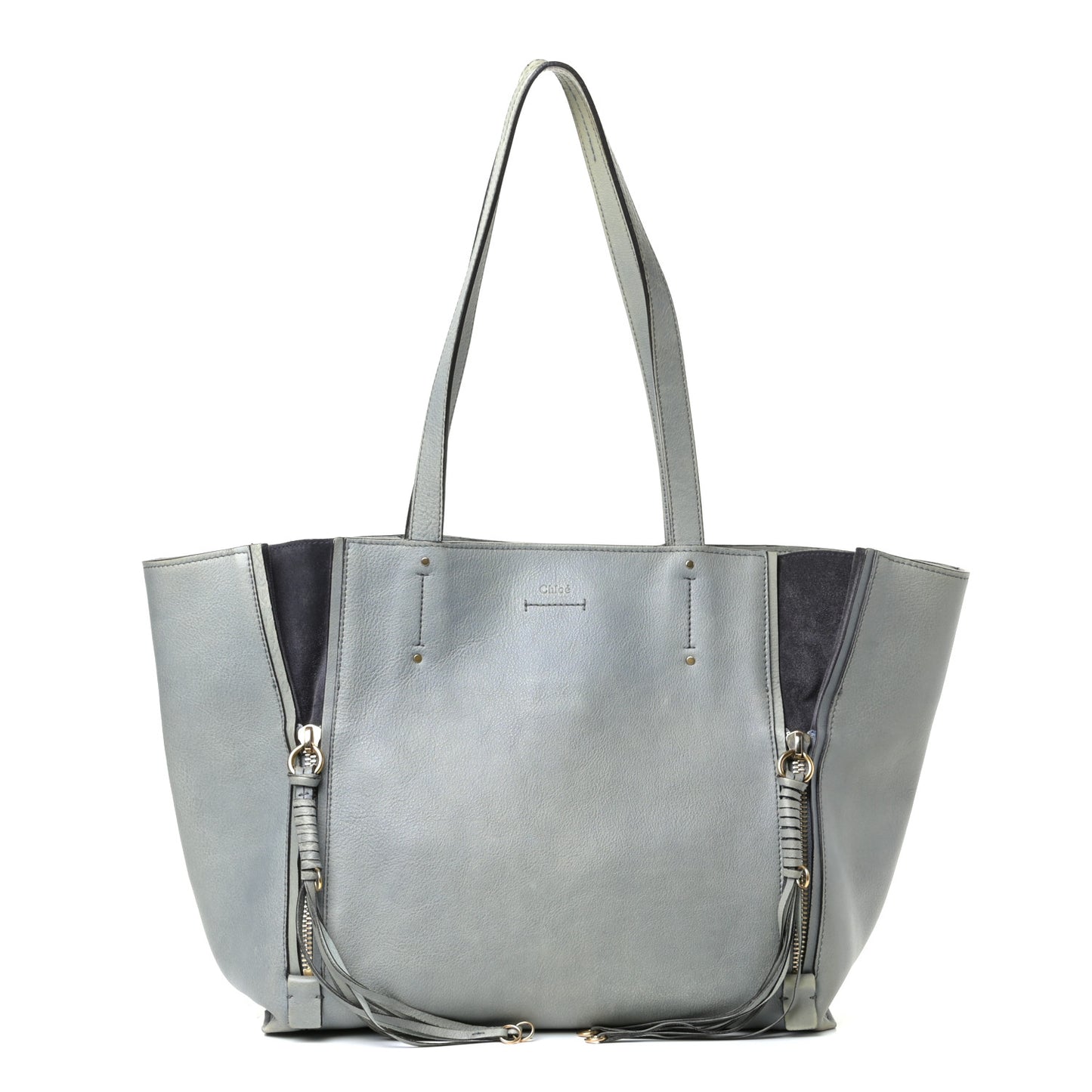 Smooth Calfskin Medium Milo Shopping Tote Cloudy Blue