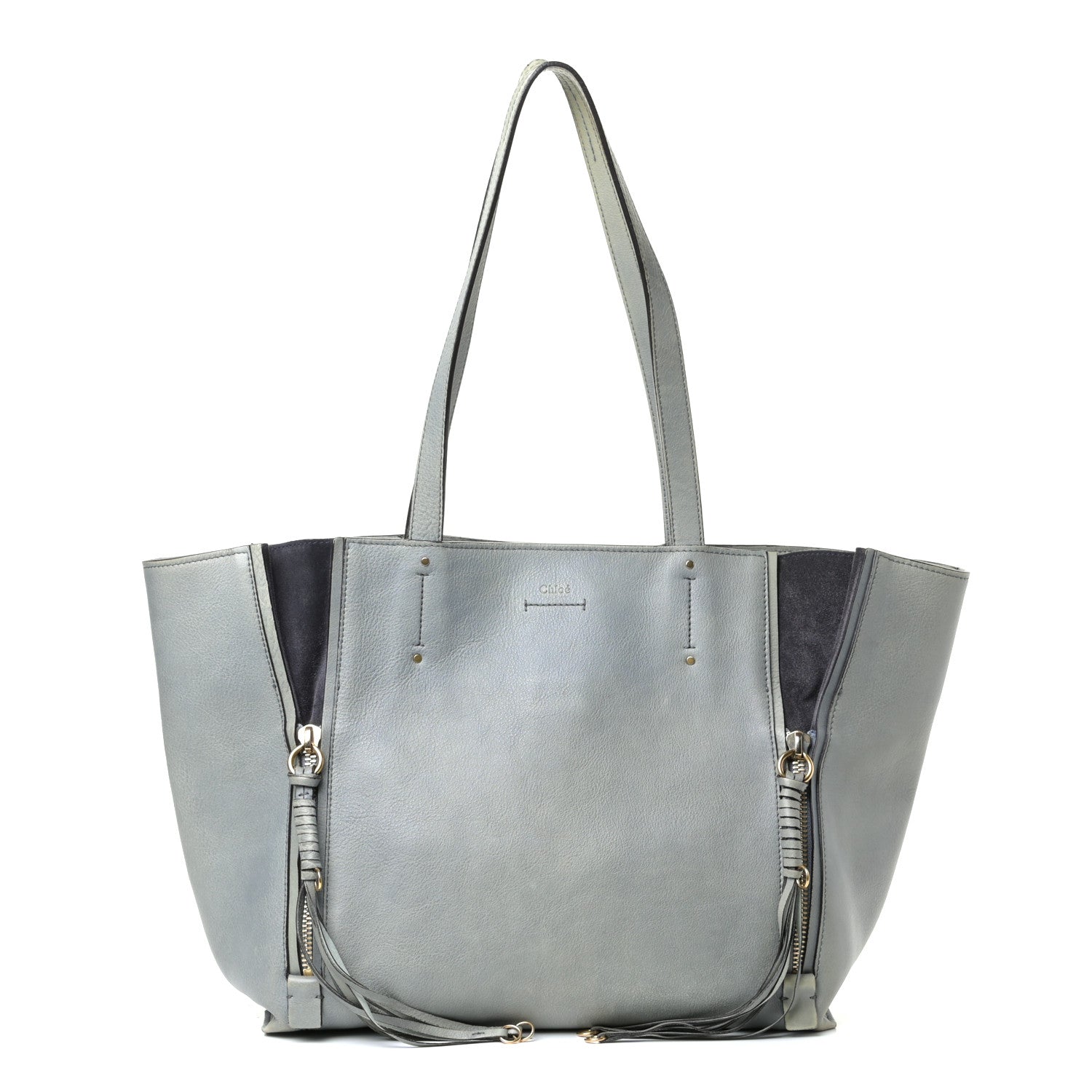 Chloe Smooth Calfskin Medium Milo Shopping Tote Cloudy Blue 2 of 33