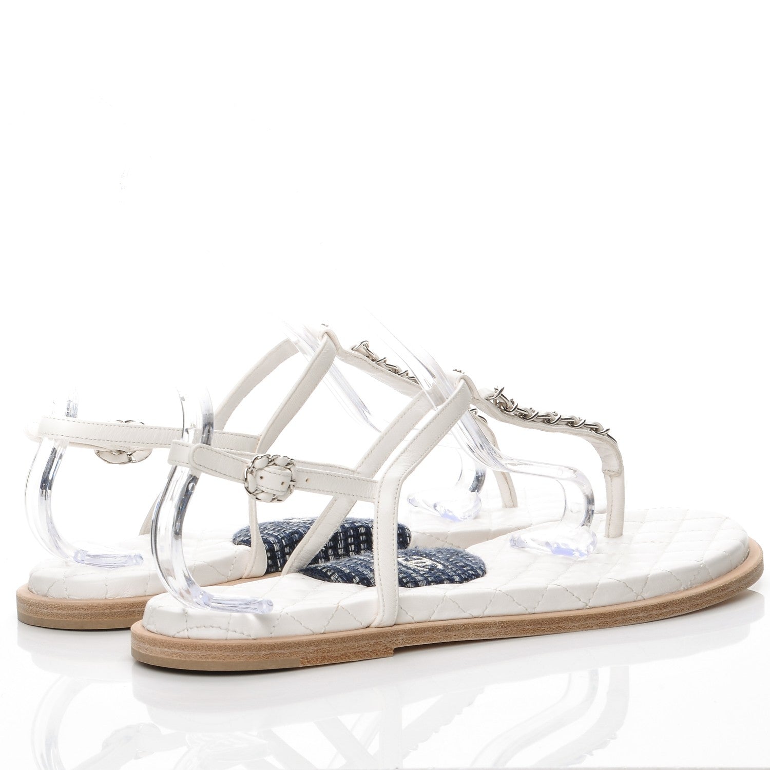 Chanel Lambskin CC Chain Thong Sandals 41 Cream 4 of 10