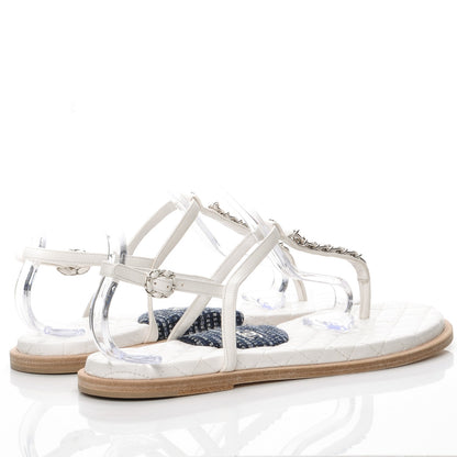 Chanel Lambskin CC Chain Thong Sandals 41 Cream 4 of 10