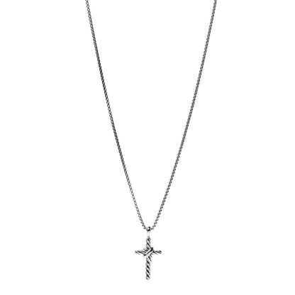 David Yurman Sterling Silver 14K Yellow Gold Diamond 32mm X Cross Pendant Necklace 1 of 7