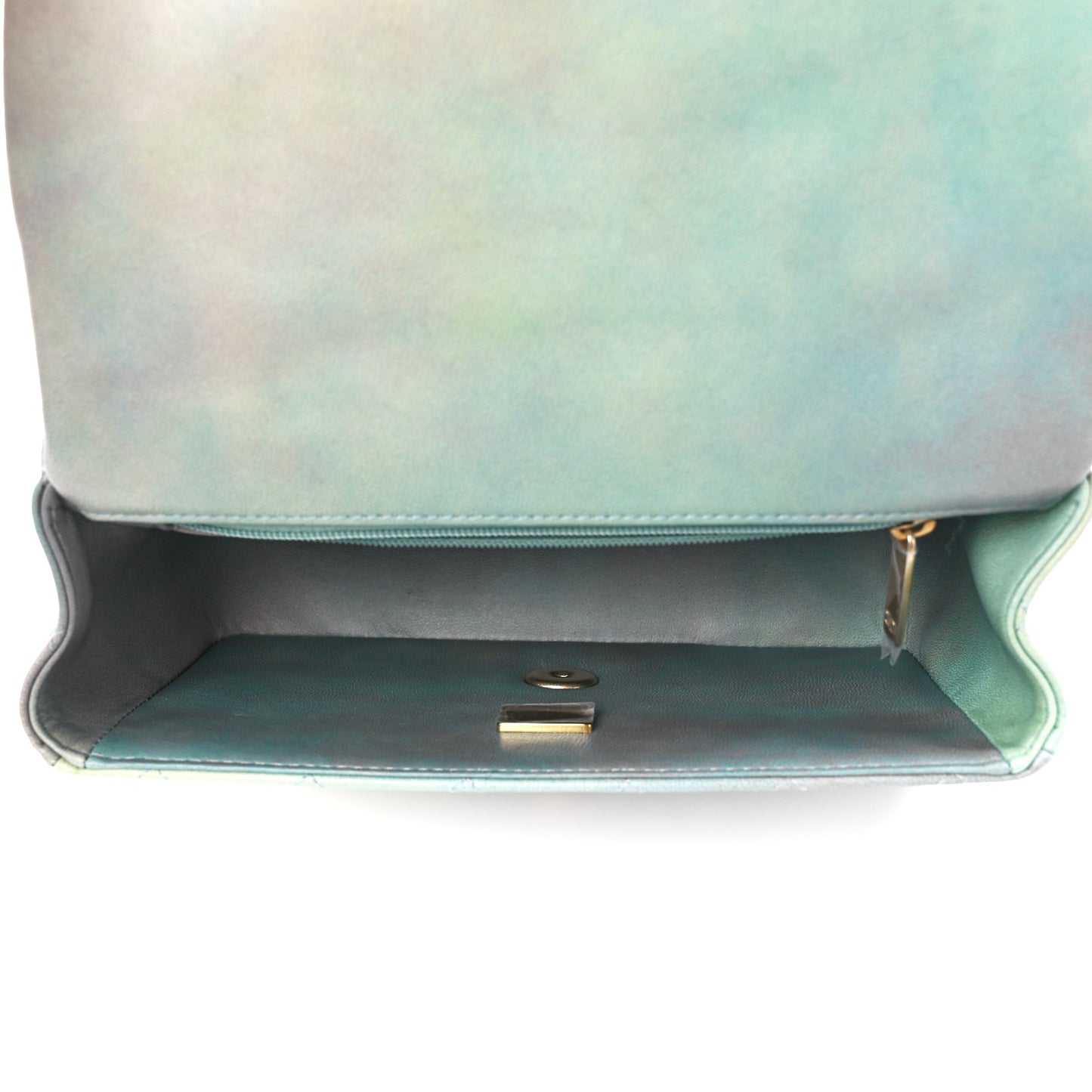 Lambskin Quilted Ombre Mini Top Handle Rectangular Flap Blue Green