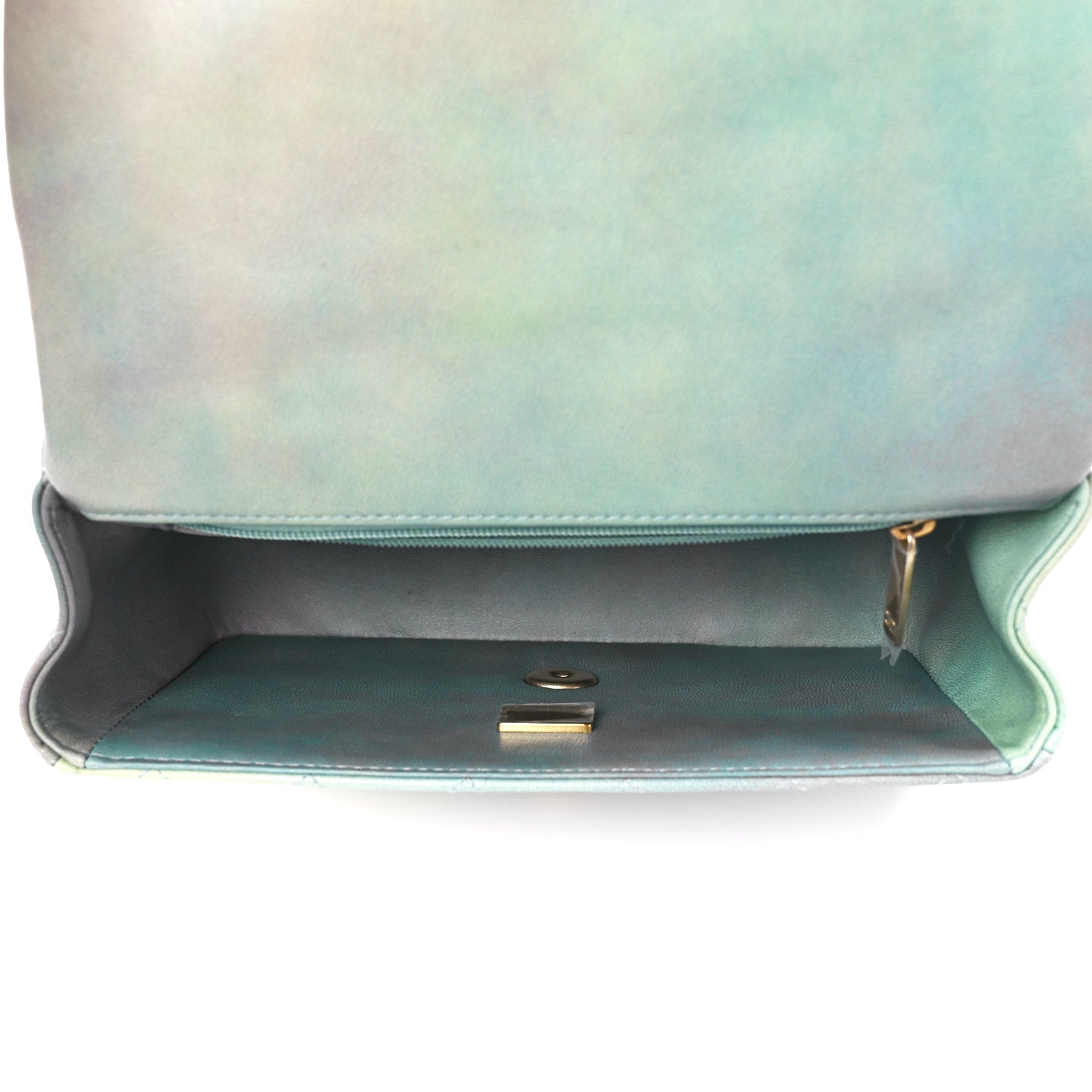 Chanel Lambskin Quilted Ombre Mini Top Handle Rectangular Flap Blue Green 5 of 11