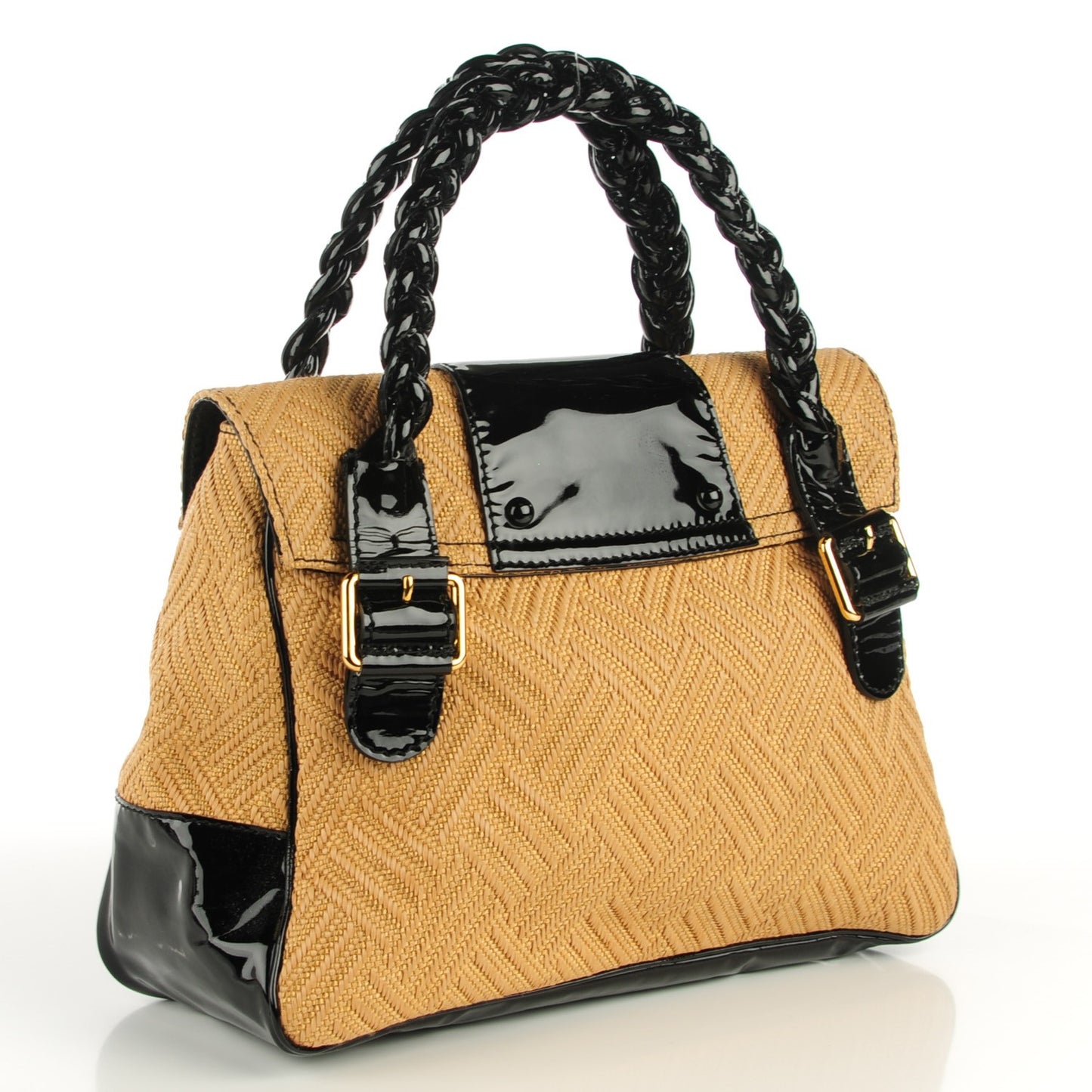 Woven Straw Patent Histoire Black