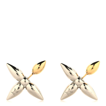 Louis Vuitton Metal Louisette Earrings Silver Gold 1 of 4
