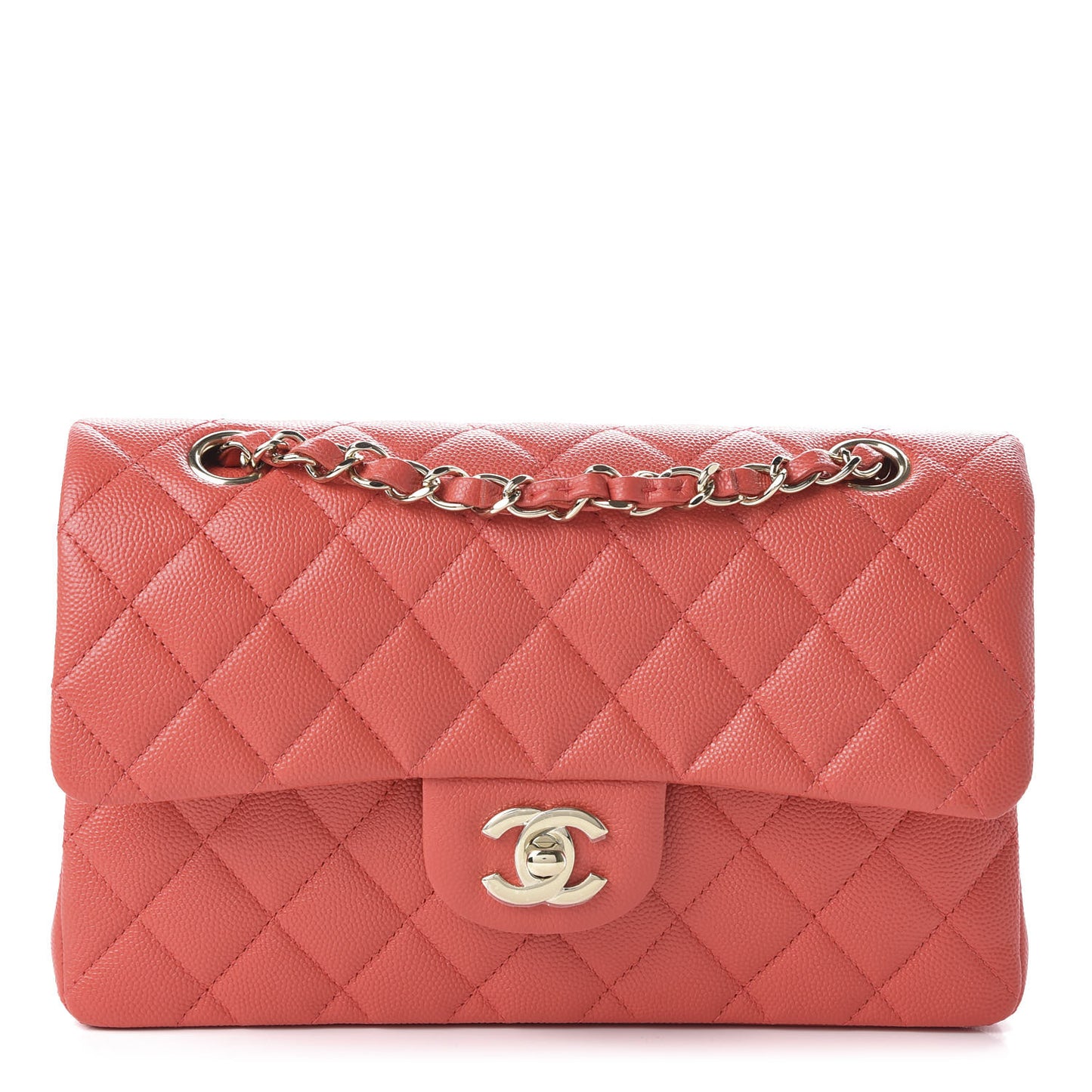 Caviar Quilted Small Double Flap Red