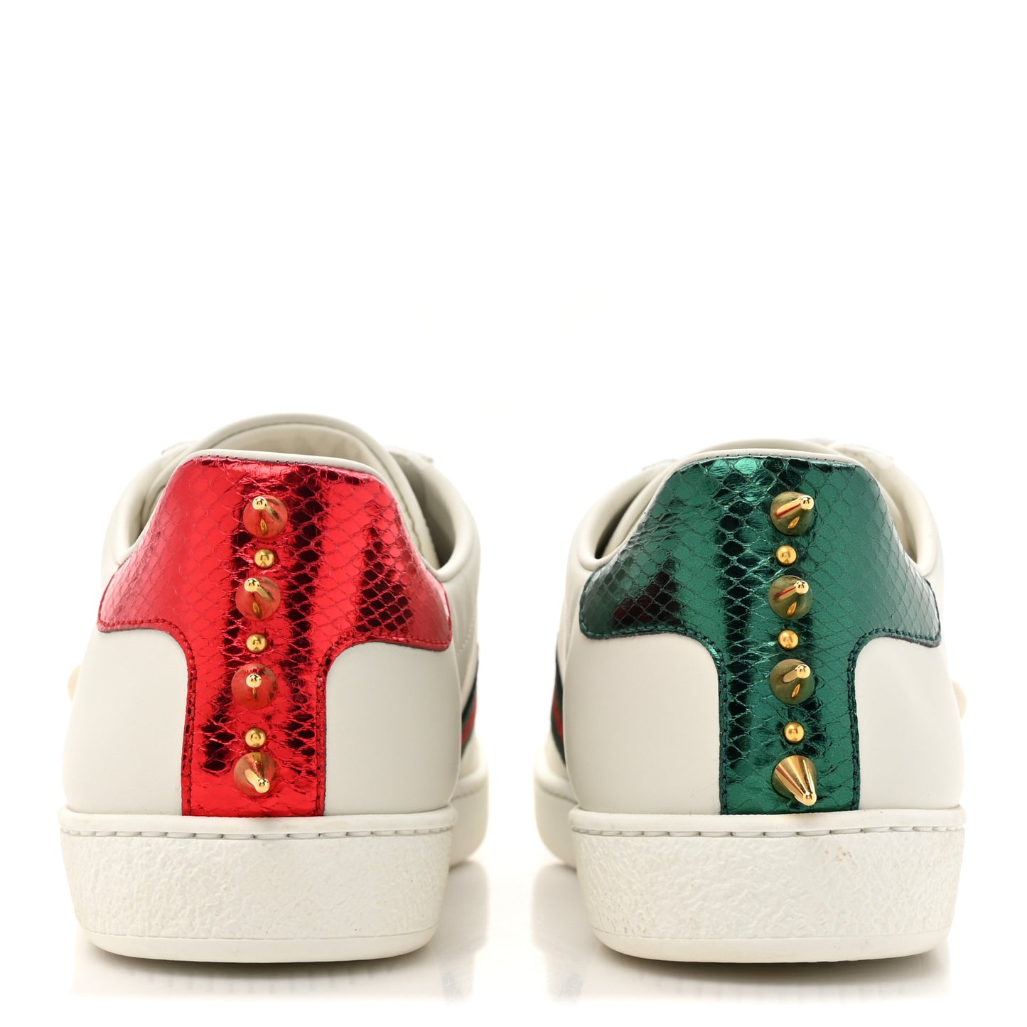 Calfskin Web Pearl Studded Womens Ace Sneakers 38.5 White