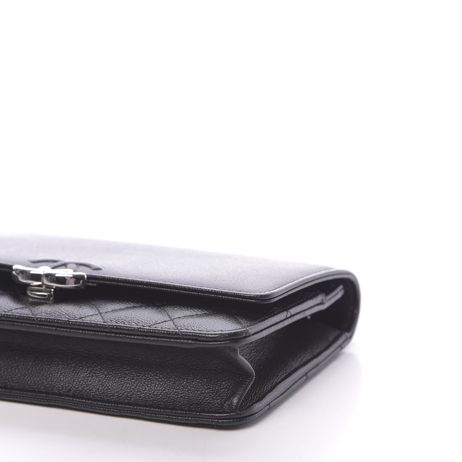 Chanel Grained Calfskin Quilted CC Box Wallet On Chain WOC Black 10 of 12