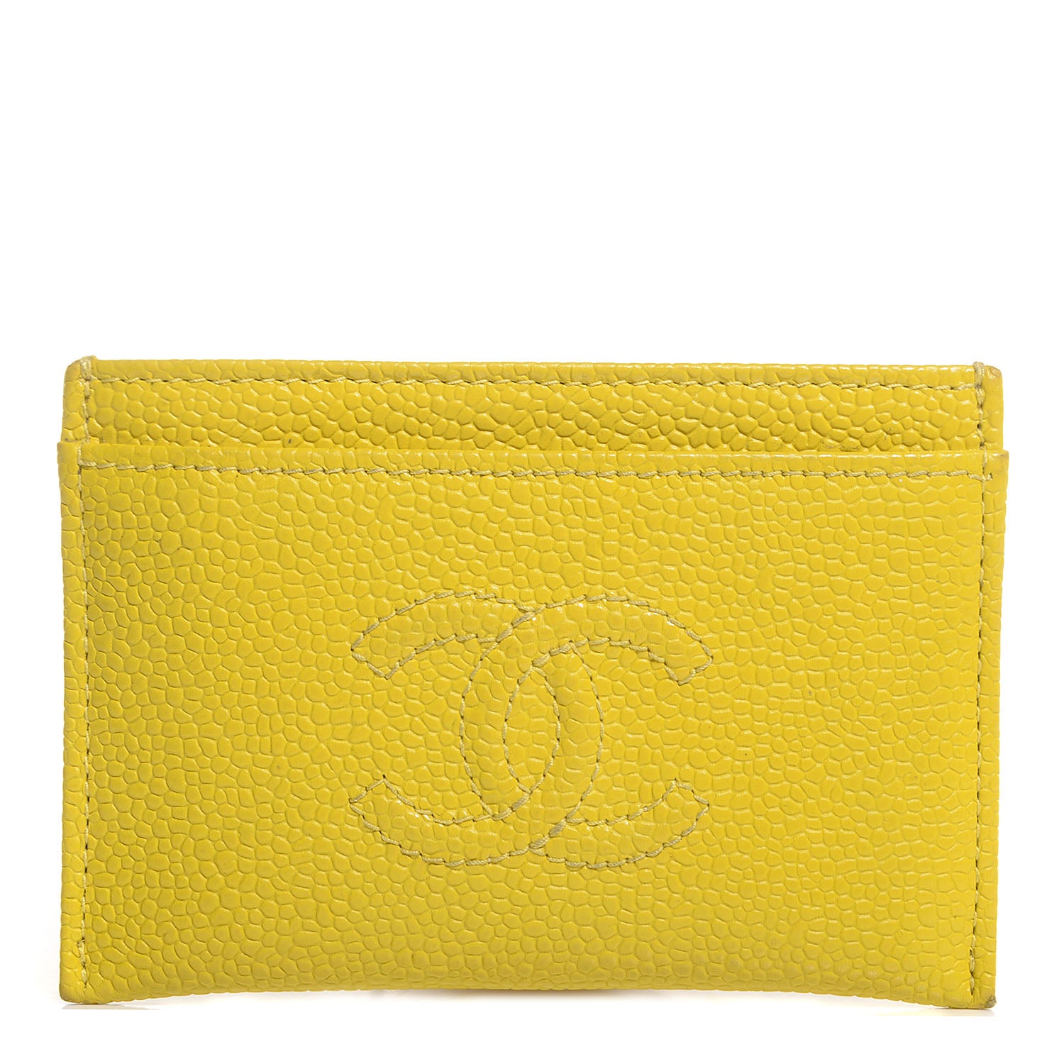 Chanel Caviar Timeless CC Card Holder Yellow 1 of 8