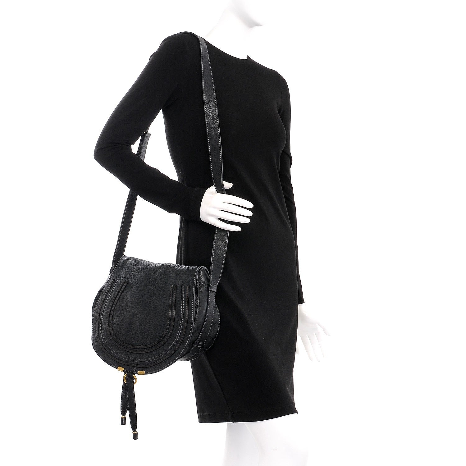 Chloe Calfskin Medium Marcie Round Crossbody Bag Black 2 of 11