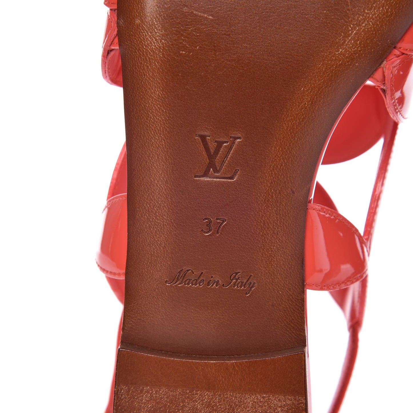 Patent Springtime Flat Sandals 37 Corail