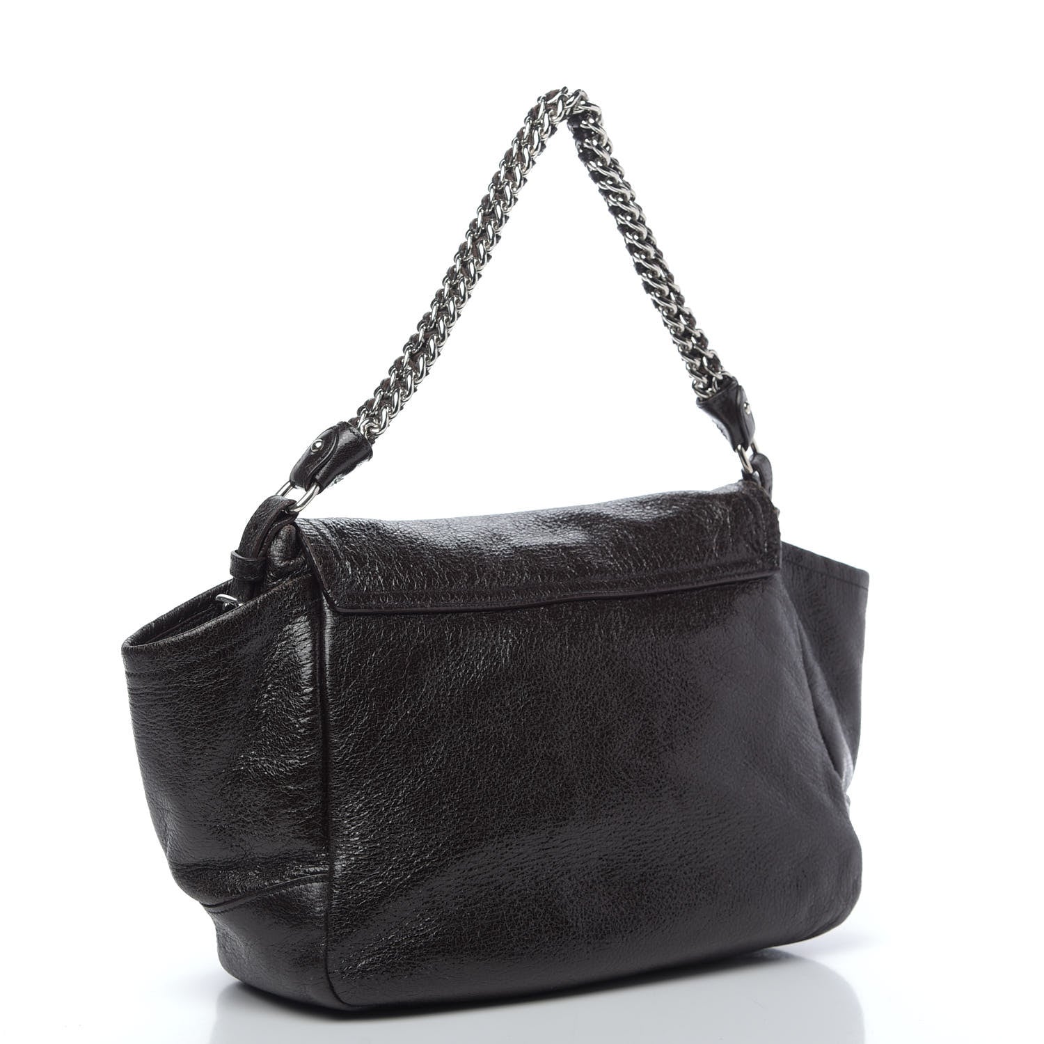 Prada Cervo Lux Chain Flap Hobo Ebano 3 of 11