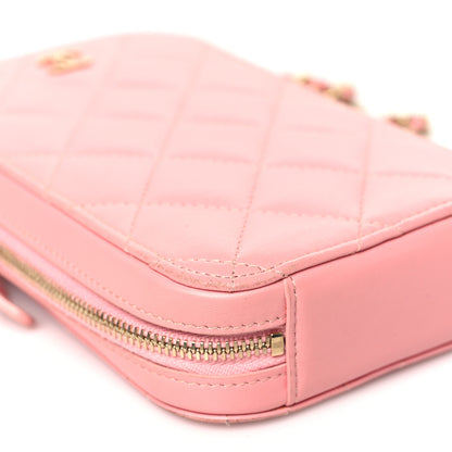 Chanel Lambskin Quilted Phone Holder Wallet On Chain WOC Light Pink 9 of 14