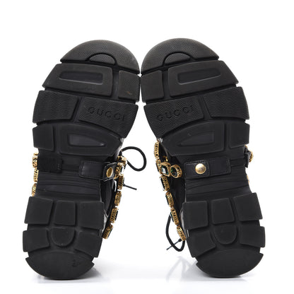 Gucci X SEGA Mesh Suede Calfskin Removable Crystals Womens Flashtrek Sneakers 39 Black Silver 5 of 12