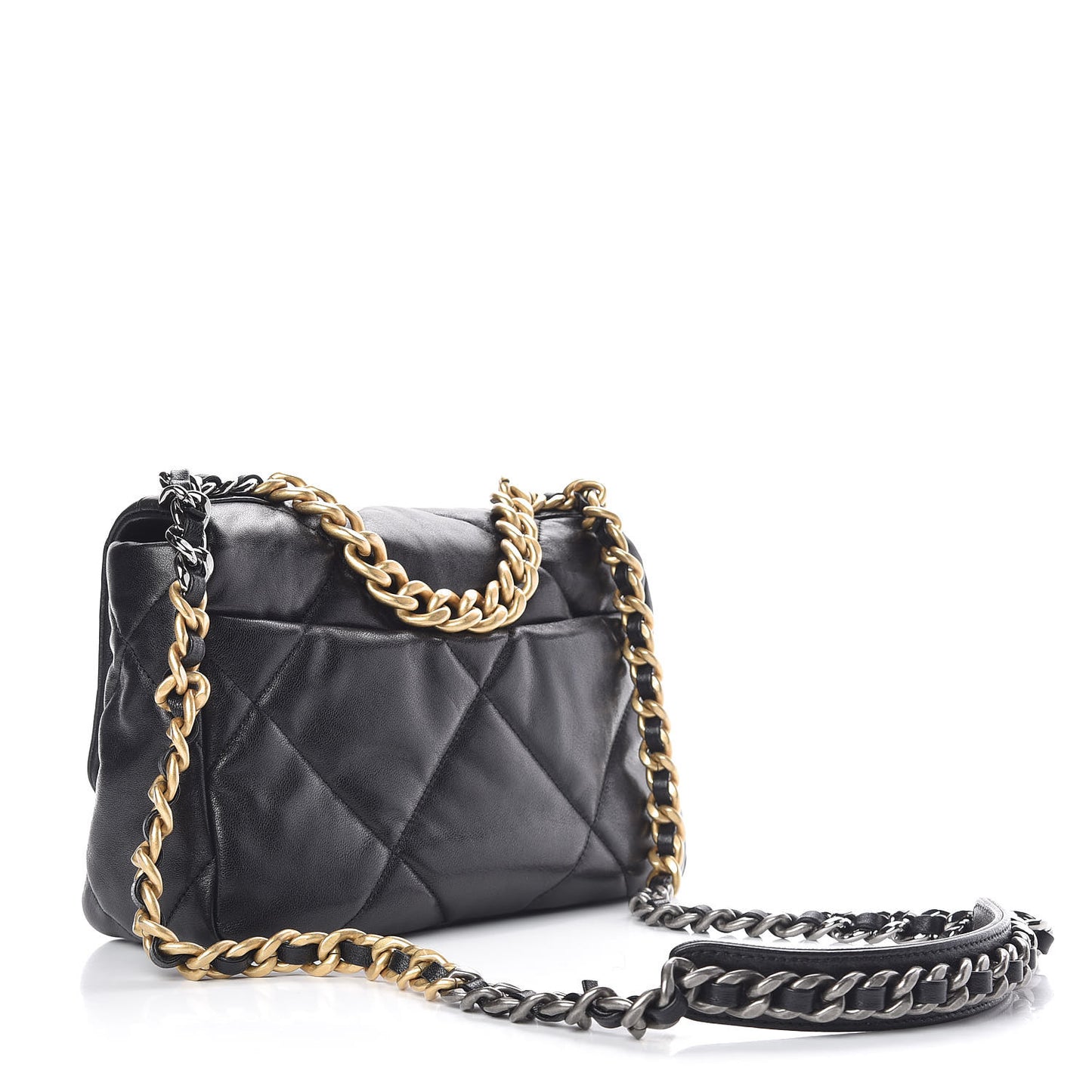 Lambskin Quilted Medium 19 Flap Black