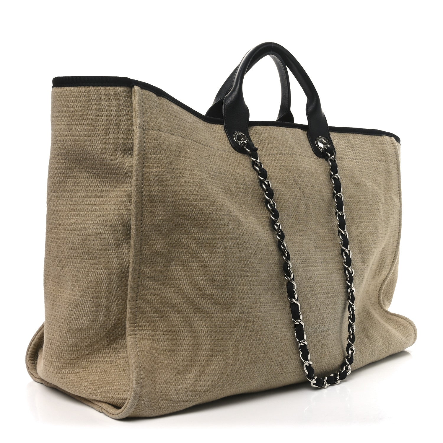 Chanel Woven Straw Raffia Extra Large Deauville Tote Beige Black 3 of 11
