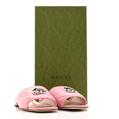 Gucci Nappa Matelasse GG Marmont Flat Slide Sandals 35 Wild Rose 9 of 9