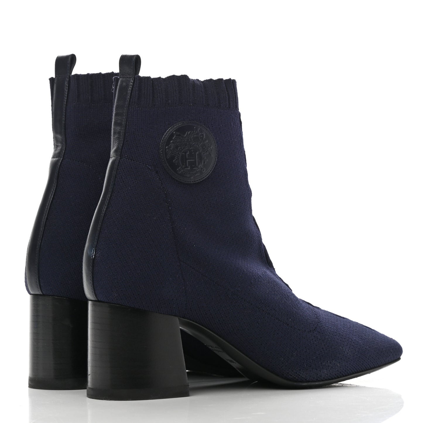 Knit Calfskin Volver Ankle Boots 38.5 Bleu Diplomatique