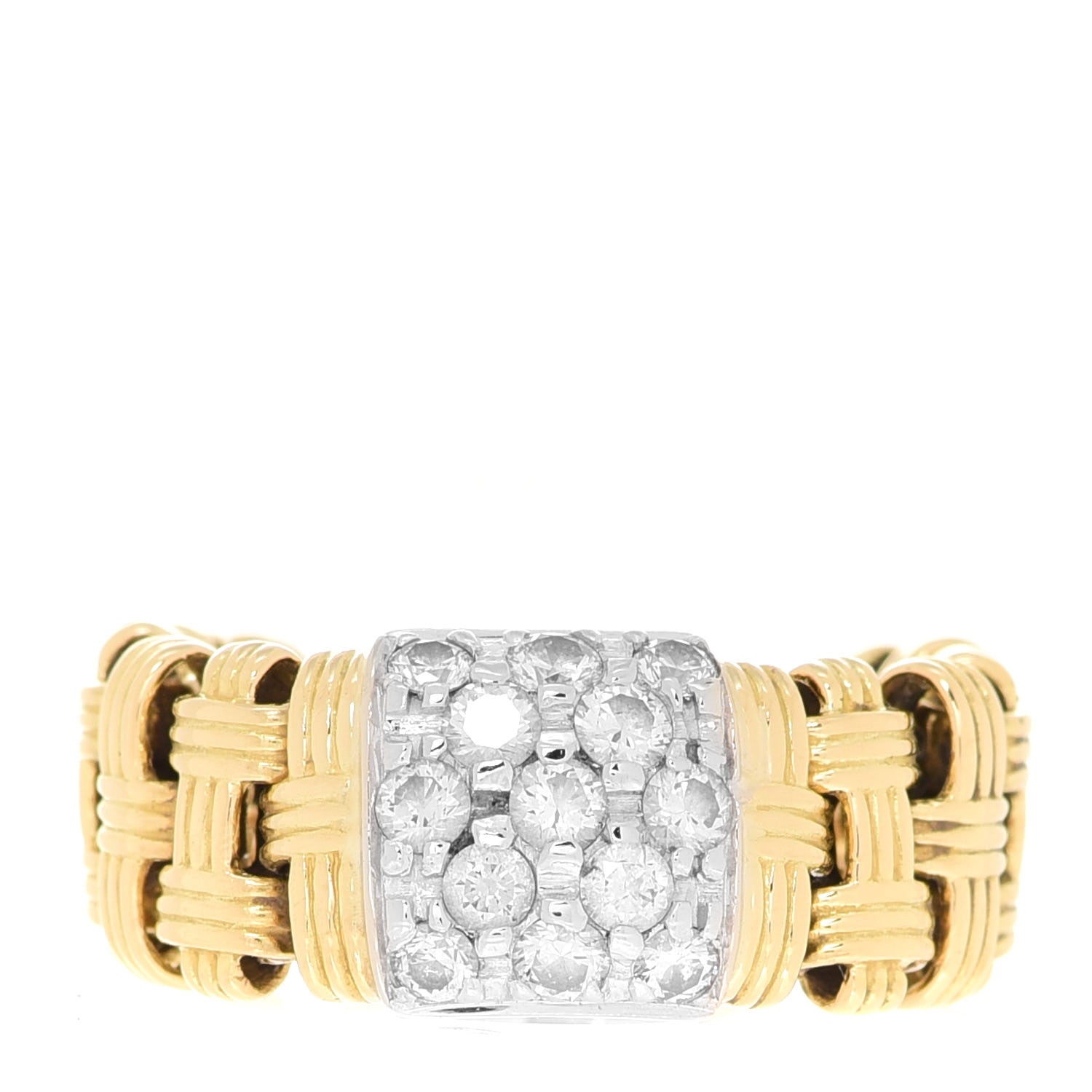 Roberto Coin 18K Yellow White Gold Diamond Appassionata Ring 48 4.5 1 of 4