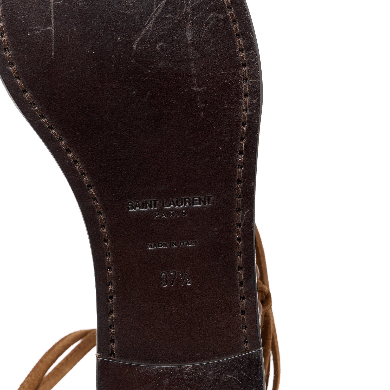 Saint Laurent Suede Wood Gia Sandals 37.5 Land 5 of 8