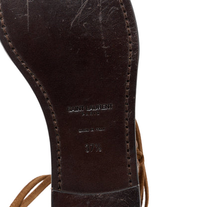 Saint Laurent Suede Wood Gia Sandals 37.5 Land 5 of 8