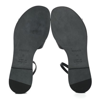 Hermes Epsom Santorini Sandals 35 Black 5 of 7