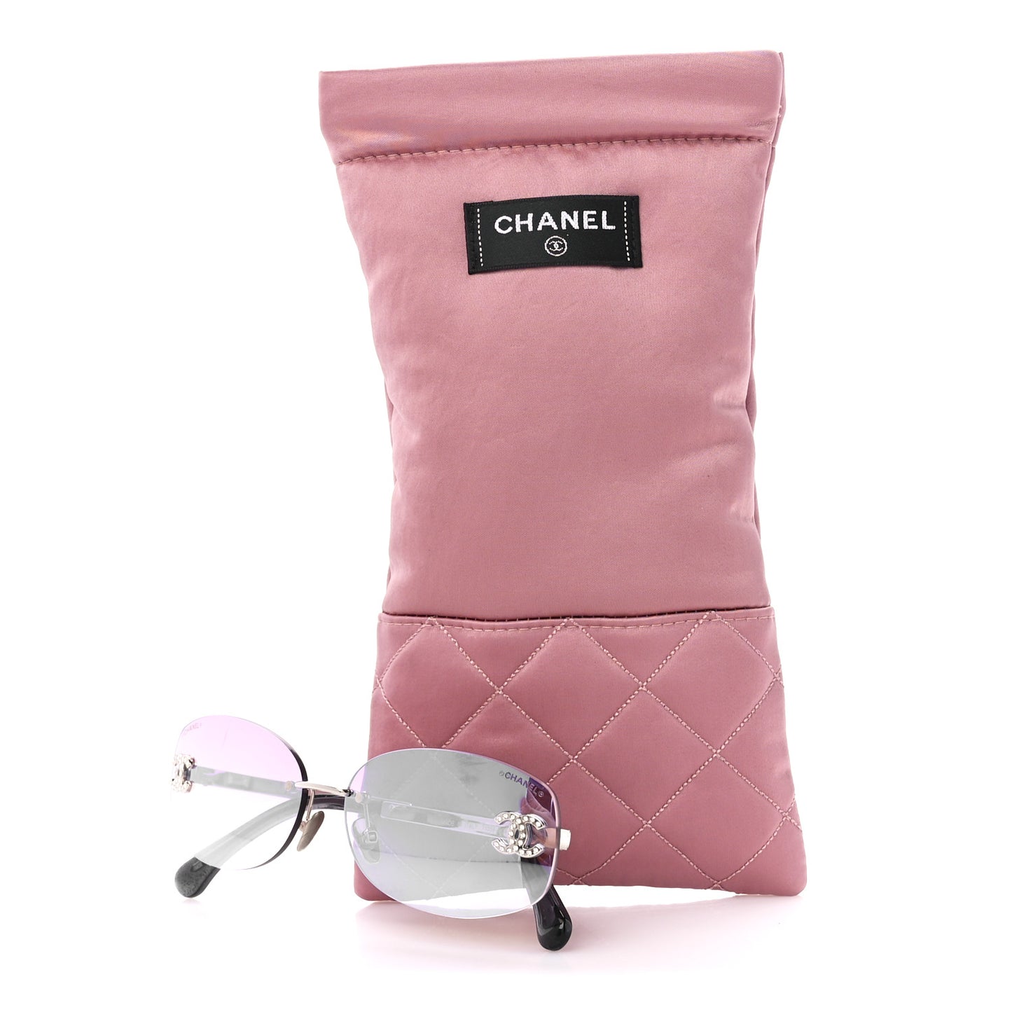 Metal Mirrored Crystal CC Oval Sunglasses 71559 Pink